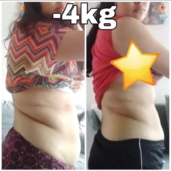 Resultado real antes y después compartido por una clienta de NUTRI fit